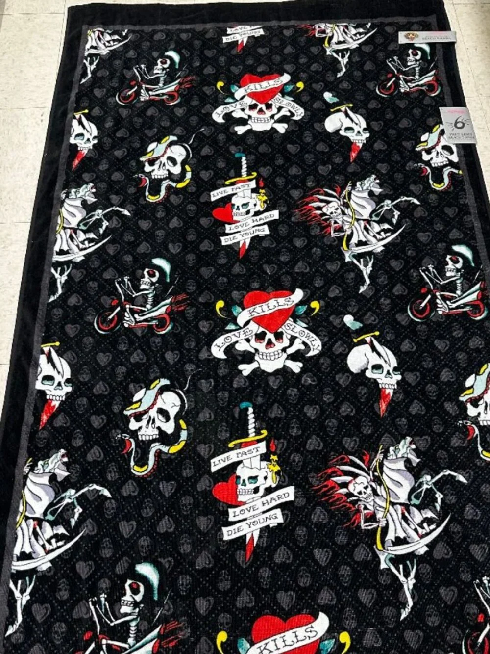 NWT ED HARDY Oversized Beach Towel 100% cotton 36